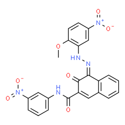 ChemSpider 2D Image | (4Z)-4-[(2-Methoxy-5-nitrophenyl)hydrazono]-N-(3-nitrophenyl)-3-oxo-3,4-dihydro-2-naphthalenecarboxamide | C24H17N5O7