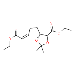 ChemSpider 2D Image | Ethyl (4R,5R)-5-[(3Z)-5-ethoxy-5-oxo-3-penten-1-yl]-2,2-dimethyl-1,3-dioxolane-4-carboxylate | C15H24O6