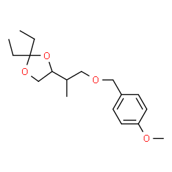 ChemSpider 2D Image | 2,2-Diethyl-4-{1-[(4-methoxybenzyl)oxy]-2-propanyl}-1,3-dioxolane | C18H28O4