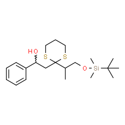 ChemSpider 2D Image | 2-[2-(1-{[Dimethyl(2-methyl-2-propanyl)silyl]oxy}-2-propanyl)-1,3-dithian-2-yl]-1-phenylethanol | C21H36O2S2Si
