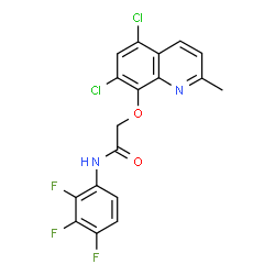 ChemSpider 2D Image | 2-[(5,7-Dichloro-2-methyl-8-quinolinyl)oxy]-N-(2,3,4-trifluorophenyl)acetamide | C18H11Cl2F3N2O2