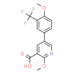 ChemSpider 2D Image | 2-Methoxy-5-[4-methoxy-3-(trifluoromethyl)phenyl]nicotinic acid | C15H12F3NO4