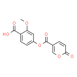 ChemSpider 2D Image | 2-Methoxy-4-{[(2-oxo-2H-pyran-5-yl)carbonyl]oxy}benzoic acid | C14H10O7