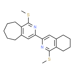 ChemSpider 2D Image | 1-(Methylsulfanyl)-3-[1-(methylsulfanyl)-5,6,7,8-tetrahydro-3-isoquinolinyl]-6,7,8,9-tetrahydro-5H-cyclohepta[c]pyridine | C21H26N2S2
