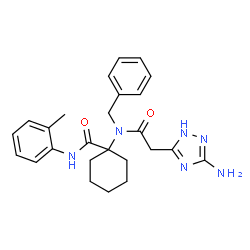 ChemSpider 2D Image | 1-{[(3-Amino-1H-1,2,4-triazol-5-yl)acetyl](benzyl)amino}-N-(2-methylphenyl)cyclohexanecarboxamide | C25H30N6O2