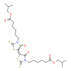 ChemSpider 2D Image | Isobutyl 6-{(5Z)-5-[3-(6-isobutoxy-6-oxohexyl)-4-oxo-2-thioxo-1,3-thiazolidin-5-ylidene]-4-oxo-2-thioxo-1,3-thiazolidin-3-yl}hexanoate | C26H38N2O6S4