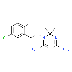 ChemSpider 2D Image | 1-[(2,5-Dichlorobenzyl)oxy]-6,6-dimethyl-1,6-dihydro-1,3,5-triazine-2,4-diamine | C12H15Cl2N5O