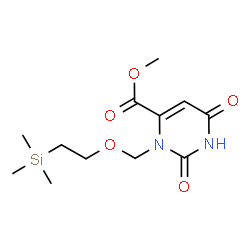 ChemSpider 2D Image | Methyl 2,6-dioxo-3-{[2-(trimethylsilyl)ethoxy]methyl}-1,2,3,6-tetrahydro-4-pyrimidinecarboxylate | C12H20N2O5Si