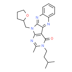 ChemSpider 2D Image | 2-Methyl-3-(3-methylbutyl)-11-(tetrahydro-2-furanylmethyl)-3,11-dihydro-4H-pyrimido[5',4':4,5]pyrrolo[2,3-b]quinoxalin-4-one | C23H27N5O2