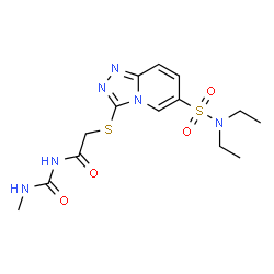 ChemSpider 2D Image | 2-{[6-(Diethylsulfamoyl)[1,2,4]triazolo[4,3-a]pyridin-3-yl]sulfanyl}-N-(methylcarbamoyl)acetamide | C14H20N6O4S2