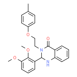 ChemSpider 2D Image | 2-(2,3-Dimethoxyphenyl)-3-[2-(4-methylphenoxy)ethyl]-2,3-dihydro-4(1H)-quinazolinone | C25H26N2O4
