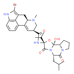 ChemSpider 2D Image | (5alpha,5'alpha)-2-Bromo-12'-hydroxy-5'-isobutyl-2'-isopropyl-3',6',18-trioxoergotaman | C32H40BrN5O5
