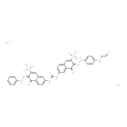 ChemSpider 2D Image | Disodium (3Z)-4-oxo-3-({4-[(2-oxoethyl)amino]phenyl}hydrazono)-6-({[(6E)-5-oxo-6-(phenylhydrazono)-7-sulfonato-5,6-dihydro-2-naphthalenyl]carbamoyl}amino)-3,4-dihydro-2-naphthalenesulfonate | C35H25N7Na2O10S2