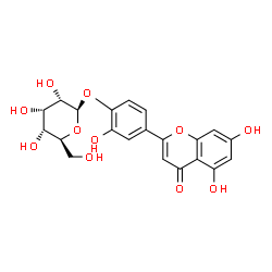 ChemSpider 2D Image | 4-(5,7-Dihydroxy-4-oxo-4H-chromen-2-yl)-2-hydroxyphenyl beta-L-allopyranoside | C21H20O11