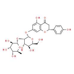 ChemSpider 2D Image | (2R)-5-Hydroxy-2-(4-hydroxyphenyl)-4-oxo-3,4-dihydro-2H-chromen-7-yl 2-O-(6-deoxy-alpha-L-altropyranosyl)-alpha-L-gulopyranoside | C27H32O14