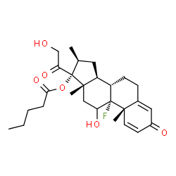 ChemSpider 2D Image | (16beta)-9-Fluoro-11,21-dihydroxy-16-methyl-3,20-dioxopregna-1,4-dien-17-yl valerate | C27H37FO6