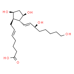 ChemSpider 2D Image | (5E,9alpha,11alpha,13E,15S)-9,11,15,20-Tetrahydroxyprosta-5,13-dien-1-oic acid | C20H34O6