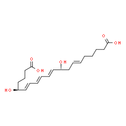 ChemSpider 2D Image | (5S,6E,8E,10E,12R,14E)-5,12-Dihydroxy-6,8,10,14-icosatetraenedioic acid | C20H30O6