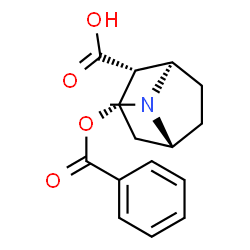 ChemSpider 2D Image | (1R,2R,3S,5R)-3-(Benzoyloxy)-8-methyl-8-azabicyclo[3.2.1]octane-2-carboxylic acid | C16H19NO4