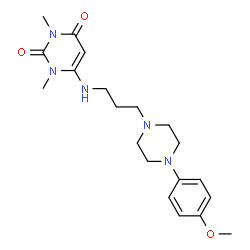 ChemSpider 2D Image | 6-({3-[4-(4-Methoxyphenyl)-1-piperazinyl]propyl}amino)-1,3-dimethyl-2,4(1H,3H)-pyrimidinedione | C20H29N5O3