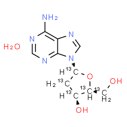 ChemSpider 2D Image | 2'-Deoxy(1',2',3',4',5'-~13~C_5_)adenosine hydrate (1:1) | C513C5H15N5O4