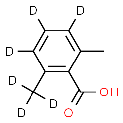 ChemSpider 2D Image | 2-Methyl-6-(~2~H_3_)methyl(~2~H_3_)benzoic acid | C9H4D6O2