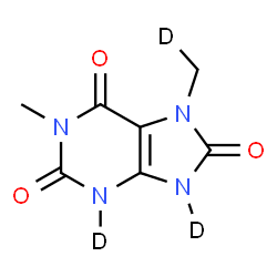 ChemSpider 2D Image | 1-Methyl-7-(~2~H_1_)methyl(~2~H_2_)-7,9-dihydro-1H-purine-2,6,8(3H)-trione | C7H5D3N4O3