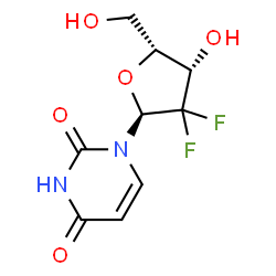 ChemSpider 2D Image | 1-(2-Deoxy-2,2-difluoro-alpha-D-threo-pentofuranosyl)-2,4(1H,3H)-pyrimidinedione | C9H10F2N2O5