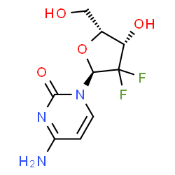 ChemSpider 2D Image | 4-Amino-1-(2-deoxy-2,2-difluoro-alpha-D-threo-pentofuranosyl)-2(1H)-pyrimidinone | C9H11F2N3O4