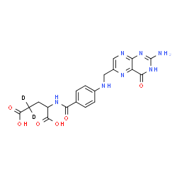 ChemSpider 2D Image | N-(4-{[(2-Amino-4-oxo-1,4-dihydro-6-pteridinyl)methyl]amino}benzoyl)(4,4-~2~H_2_)glutamic acid | C19H17D2N7O6