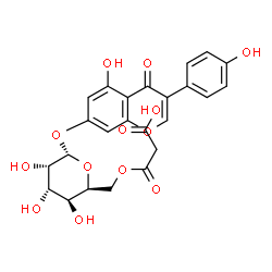 ChemSpider 2D Image | 5-Hydroxy-3-(4-hydroxyphenyl)-4-oxo-4H-chromen-7-yl 6-O-(carboxyacetyl)-alpha-L-gulopyranoside | C24H22O13