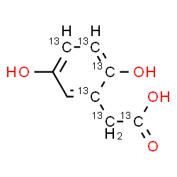ChemSpider 2D Image | [2,5-Dihydroxy(1,2,3,4-~13~C_4_)phenyl](~13~C_2_)acetic acid | C213C6H8O4