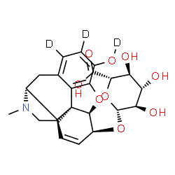 ChemSpider 2D Image | (5alpha,6alpha)-3-(~2~H)Hydroxy-17-methyl(1,2-~2~H_2_)-7,8-didehydro-4,5-epoxymorphinan-6-yl beta-D-glucopyranosiduronic acid | C23H24D3NO9