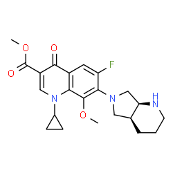 ChemSpider 2D Image | Methyl 1-cyclopropyl-6-fluoro-8-methoxy-7-[(4aS,7aS)-octahydro-6H-pyrrolo[3,4-b]pyridin-6-yl]-4-oxo-1,4-dihydro-3-quinolinecarboxylate | C22H26FN3O4
