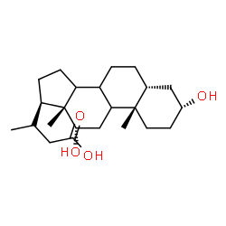 ChemSpider 2D Image | (3S)-3-[(3R,5R,10S,12S,13R,17R)-3,12-Dihydroxy-10,13-dimethylhexadecahydro-1H-cyclopenta[a]phenanthren-17-yl]butanoic acid | C23H38O4