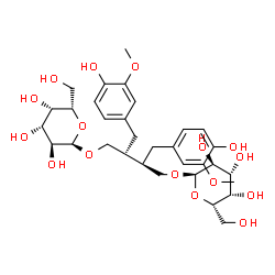 ChemSpider 2D Image | (2R,3R)-4-(alpha-L-Galactopyranosyloxy)-2,3-bis(4-hydroxy-3-methoxybenzyl)butyl alpha-L-galactopyranoside | C32H46O16