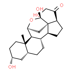 ChemSpider 2D Image | (3alpha,5beta,11alpha,18R)-3,18,21-Trihydroxy-11,18-epoxypregnan-20-one | C21H32O5