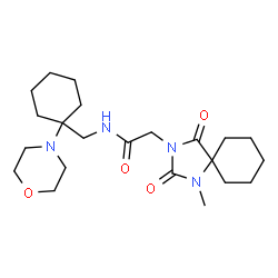 ChemSpider 2D Image | 2-(1-Methyl-2,4-dioxo-1,3-diazaspiro[4.5]dec-3-yl)-N-{[1-(4-morpholinyl)cyclohexyl]methyl}acetamide | C22H36N4O4