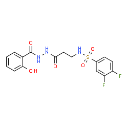 ChemSpider 2D Image | 3,4-Difluoro-N-{3-[2-(2-hydroxybenzoyl)hydrazino]-3-oxopropyl}benzenesulfonamide | C16H15F2N3O5S