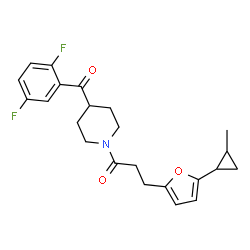 ChemSpider 2D Image | 1-[4-(2,5-Difluorobenzoyl)-1-piperidinyl]-3-[5-(2-methylcyclopropyl)-2-furyl]-1-propanone | C23H25F2NO3