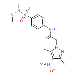 ChemSpider 2D Image | 2-(3,5-Dimethyl-4-nitro-1H-pyrazol-1-yl)-N-{4-[methoxy(methyl)sulfamoyl]phenyl}acetamide | C15H19N5O6S