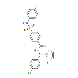 ChemSpider 2D Image | N-[(4-Chlorophenyl)(1-methyl-1H-imidazol-2-yl)methyl]-4-[(4-fluorophenyl)sulfamoyl]benzamide | C24H20ClFN4O3S