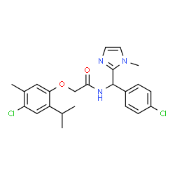 ChemSpider 2D Image | 2-(4-Chloro-2-isopropyl-5-methylphenoxy)-N-[(4-chlorophenyl)(1-methyl-1H-imidazol-2-yl)methyl]acetamide | C23H25Cl2N3O2