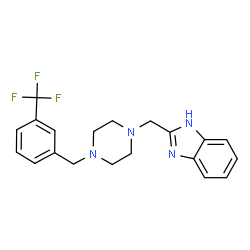 ChemSpider 2D Image | 2-({4-[3-(Trifluoromethyl)benzyl]-1-piperazinyl}methyl)-1H-benzimidazole | C20H21F3N4