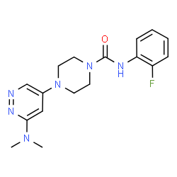 ChemSpider 2D Image | 4-[6-(Dimethylamino)-4-pyridazinyl]-N-(2-fluorophenyl)-1-piperazinecarboxamide | C17H21FN6O