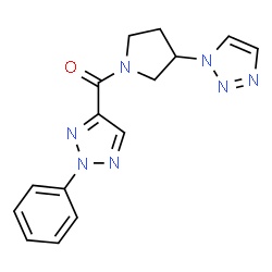 ChemSpider 2D Image | (2-Phenyl-2H-1,2,3-triazol-4-yl)[3-(1H-1,2,3-triazol-1-yl)-1-pyrrolidinyl]methanone | C15H15N7O
