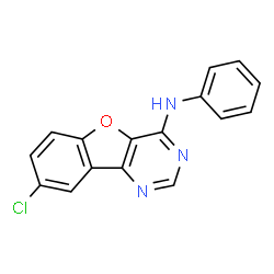 ChemSpider 2D Image | 8-Chloro-N-phenyl[1]benzofuro[3,2-d]pyrimidin-4-amine | C16H10ClN3O