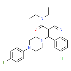 ChemSpider 2D Image | 6-Chloro-N,N-diethyl-4-[4-(4-fluorophenyl)-1-piperazinyl]-3-quinolinecarboxamide | C24H26ClFN4O