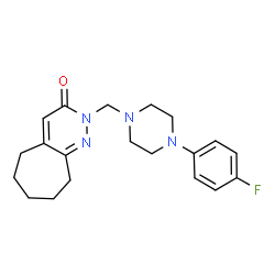 ChemSpider 2D Image | 2-{[4-(4-Fluorophenyl)-1-piperazinyl]methyl}-2,5,6,7,8,9-hexahydro-3H-cyclohepta[c]pyridazin-3-one | C20H25FN4O
