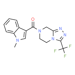 ChemSpider 2D Image | (1-Methyl-1H-indol-3-yl)[3-(trifluoromethyl)-5,6-dihydro[1,2,4]triazolo[4,3-a]pyrazin-7(8H)-yl]methanone | C16H14F3N5O